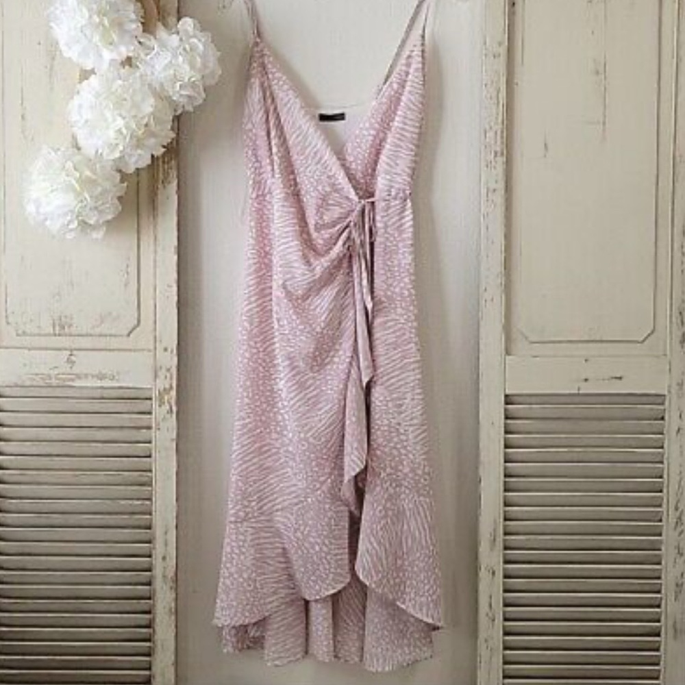 NEW WITH TAGS, Aqua Wrap Dress (Pink Print) XS